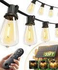 96 Ft Outdoor Solar String Lights With Remote And USB Port, waterproof Edison vintage bulbs close-up with remote control