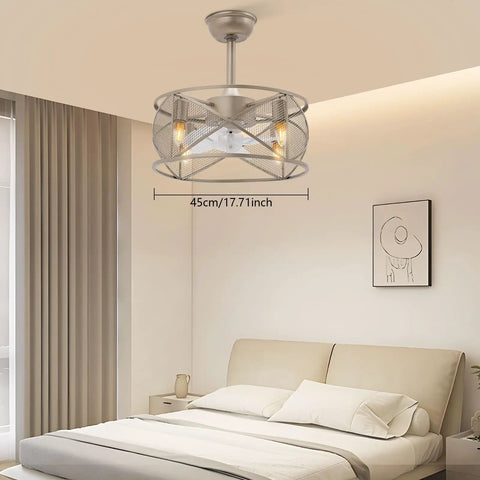 Ceiling Fan With Light 3 Blades Reversible Low Noise 22W for Bedroom, 45cm diameter, modern design, peaceful operation.