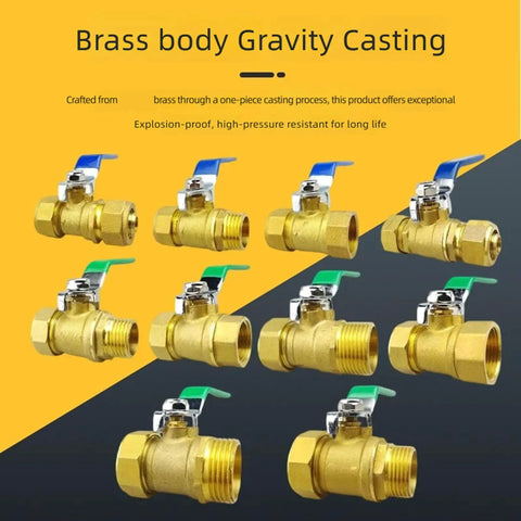 Heavy Duty Brass Ball Valve With Compression Fitting For Aluminum Composite Pipe slick quarter turn shutoff handle multiple views