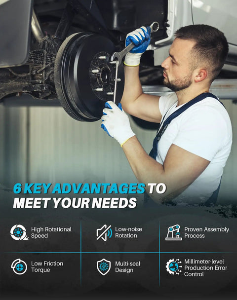 Mechanic using a wrench to install a Two Piece Front Wheel Bearing Hub Assembly Set Compatible With Dodge Journey 2009 To 2020.