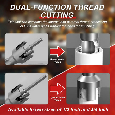Dual Function Pipe Threader Kit With 1 Inch Dies For Internal And External Threads No-Brainer Time Saver For PVC Piping