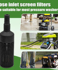 Pressure Washer Detergent Filter Replacement for 1/4-3/8 inch hoses, multi-groove connection, shown with pressure washers