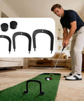 Man using Golf Swing Alignment And Putting Gate Training Aid For Indoor Practice Elevate Accuracy And Muscle Memory At Home Office