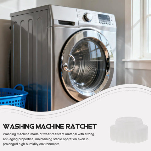 Washing machine front view with Washing Machine Clutch Replacement Plastic Gear Part With Ratchet For Washer Durable Plastic Material Easy Diy Install Smooth Operation Home Washer Repair Kit