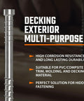 Heavy Duty 304 Stainless Steel Trim Screws For Composite Fencing And Deck Boards Size 8 By 1.5 Inch showing high corrosion resistance features.