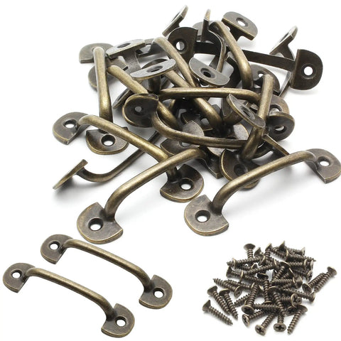 Snazzy Vintage Bronze Small Drawer Handles 2.36 Inch 20 Pack Rad Cabinet Pulls for Kitchen Cabinets and Furniture Refinishing Quick Mounting Screws Included.