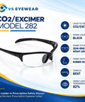Badass Laser Safety Glasses With Co2 Excimer Filter Black Semi Rimless Wrap Around Frame side view with rubber nosepad and bent temples