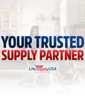 Image featuring the text 'YOUR TRUSTED SUPPLY PARTNER' with LifeSupplyUSA logo, in a warm and inviting indoor setting.