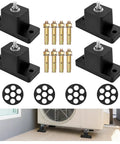 Heavy Duty Anti Vibration Rubber Mounting Brackets With Eight Expansion Screws for Mini Split Air Conditioner Feet, showing four rubber mounts and screws.