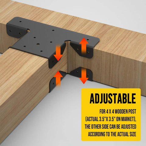 Heavy Duty Pergola Brackets 4x4 Adjustable 3 Way T Brackets 4 Pack Fence Post Brackets For Metal To Wood Posts Weather Resistant And Built To Last Ideal For Decks Sheds And Garden Structures