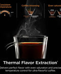 Hot And Iced XL Coffee Maker With Rapid Cold Brew Four Brew Styles Eight Cup Sizes From Small Cup To Travel Mug Barista Grade Single Serve Brewer 12 Cup Carafe Permanent Filter Removable Reservoir Black CM371 showcasing thermal flavor extraction with consistent temperature display.