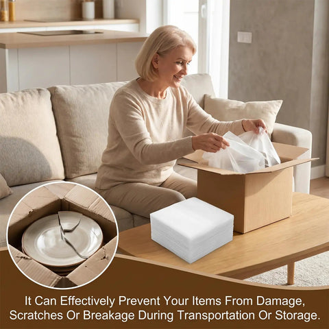 Mover Approved 12 By 12 Inch Foam Wrap Sheets 30 Pack, thick protective pads for wrapping dishes and glassware.
