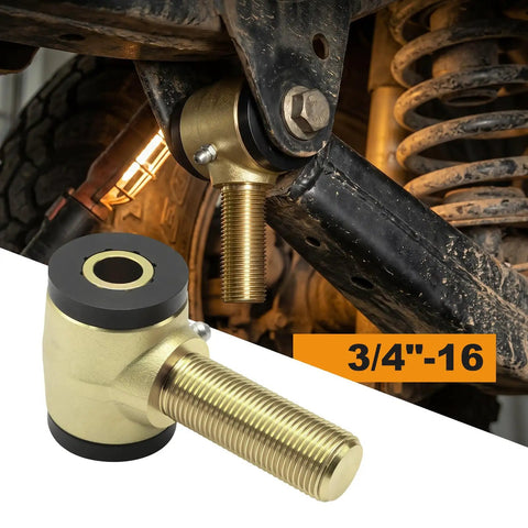 Heavy Duty Three Quarter Sixteen Thread Rod End Bushing Kit With Tough Polyurethane Sleeves And Left Right Heim Joints For Badass Suspension Builds And Custom Fabrication Rigs On The Road, showing threaded steel bushing installed on suspension.