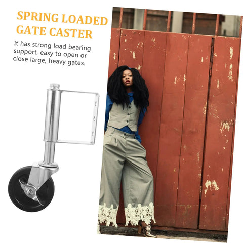 Heavy Duty Spring Loaded Gate Caster Wheel With Adjustable Tension For Smooth Rolling On Uneven Ground Quick Install Fence Gate Roller