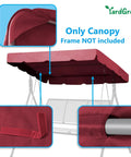 77x43 Swing Canopy Replacement Cover Burgundy Garden Patio Outdoor Top For Porch Swing With Scalloped Edge details