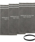 Three Pack Dust Cloth Filter Bags For Craftsman 2 To 2.5 Gallon Wet Dry Shop Vacuums And Powerhead Bucket Vac displayed with band