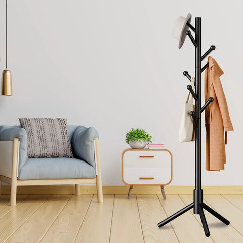 Dope Freestanding Coat Rack With Eight Sturdy Hooks, Three Adjustable Heights, Ideal For Entryway, Hallway, Bedroom Or Office