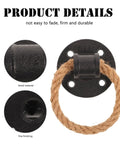 Close-up of 2 Pack Vintage Rope Handle Drawer Pulls For Cabinets And Drawers, featuring rustic black knobs, durable material details.
