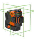 Self Leveling Laser Level With GreenBrite Technology And Magnetic Base, Three 360 Degree Planes visible in orange and black casing