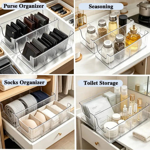 Hella Convenient Belt Organizer 2 Pack With Smart Drawer Compartments For Closet Storage keeps ties underwear socks silk scarves and beauty brushes tidy in transparent bins.