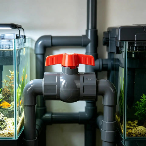 Top Shelf 3/4 Inch SCH80 Pvc Ball Valve With Slip Socket Ends for seamless water flow control in aquarium plumbing.