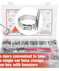 360 Pcs 16 Sizes Single Ear Hose Clamps 5.3 To 36.1 Mm Stainless Steel 304 Corrosion Resistant Crimp Clamps Kit