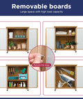 Outdoor Wood And Metal Storage Cabinet With Waterproof Roof for garden tools shown with removable shelves and open doors