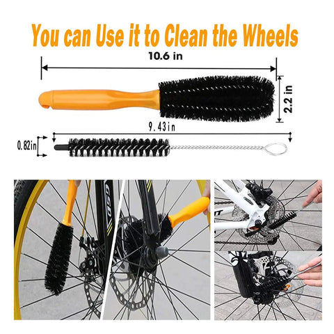 10 Piece Bicycle Cleaning Kit with chain cleaner and detail brush for MTB, road riders, dirt jumpers, BMX crew and cyclists cleaning wheels