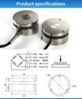 Load Cell Sensor For Tension And Compression Tests, 58mm Diameter, 0.2 Percent Accuracy, 0 To 50 Kg Range, Compact Workhorse Force Weight Pressure Sensor For Scales, Easy Install, stainless steel with wiring diagram