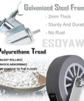 Zero Fuss Polyurethane Swivel Caster Wheels Set Of 4 With Dual Locking Brakes And M10 Threaded Stem showing galvanized steel frame and polyurethane tread.