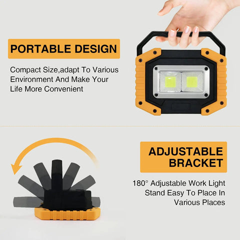 Beast Mode Brightness Rechargeable LED Work Light 1000 Lumens With Magnetic Base, adjustable brackets, portable design