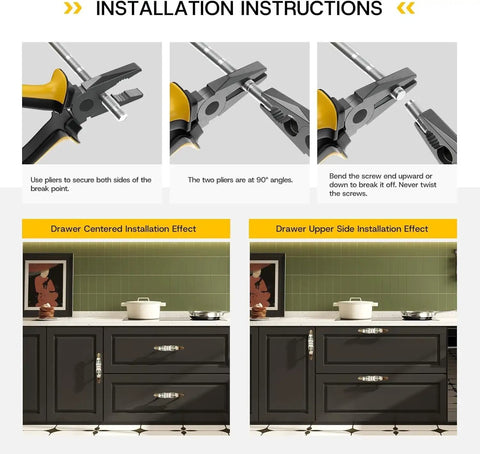 Installation instructions for 10 Pack Vintage Ceramic Cabinet Pulls Featuring Hella Charming Red Floral Motifs On Creamy White Porcelain Base Coupled With Antique Bronze Zinc Alloy Hardware For Authentic French Country Kitchen Cabinets Drawers And Furniture 96mm Hole Centers.