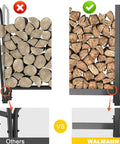 Comparison of 8ft Heavy Duty Firewood Rack with Weather Resistant 600D Oxford Cover and ordinary rack on porch deck or yard