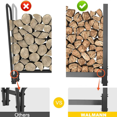 Comparison of 8ft Heavy Duty Firewood Rack with Weather Resistant 600D Oxford Cover and ordinary rack on porch deck or yard