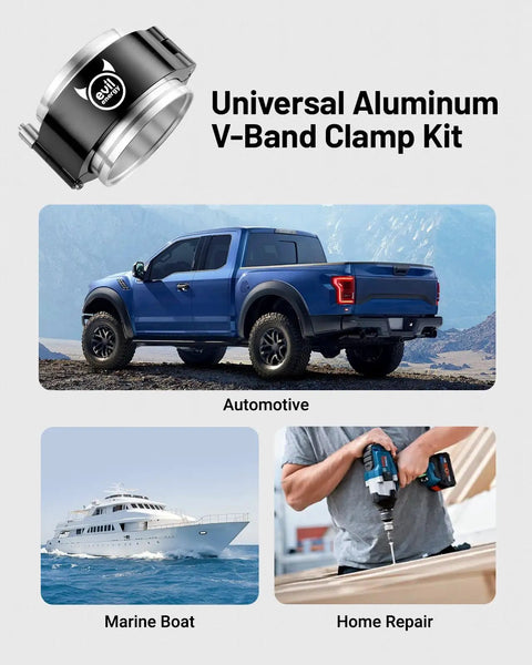 Quick Release V Band Aluminum Clamp For Intercooler Pipe Flange 2.5 Inch Leak Free O Rings Handles Up To 800 PSI And 400 F