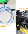 Two Pack Household Hose Filters With 60 Mesh Stainless Steel Inlet Strainers For Sprayers Car Washers Oil Pumps And Industrial Equipment Double Layer Screen Filters 3/8 Inch And 1/2 Inch Barb Connections attached to pressure washer and used for car washing