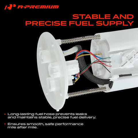 Heavy Duty Electric Fuel Pump Module Assembly Drop In Replacement For Lexus RX350 And Toyota Highlander showing interior components and fuel hose.