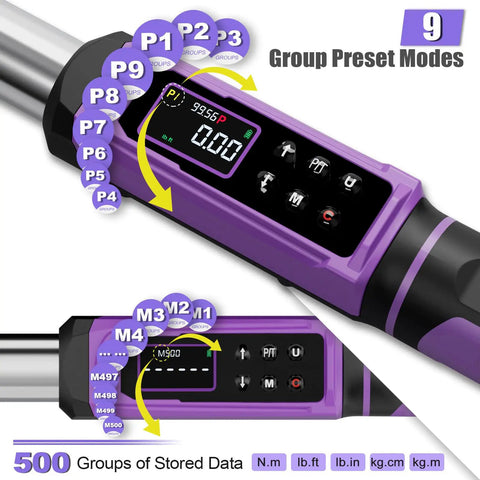Digital Torque Wrench With Three Eighths Inch Drive, 1.5 To 99.56 Foot Pounds And 2.03 To 135 Newton Meters, LED display