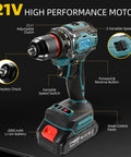 All Purpose Cordless Drill Driver Kit With Brushless Motor Two Batteries And Charger Three Eighths Inch Keyless Chuck
