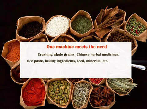 Image showing various spices and grains that can be ground by the Beast 2000g Stainless Steel Electric High Speed Grain Grinder Mill For Home, Family And Commercial Use, Powerful Cereals And Spices Powder Maker, Herb Grinder, Easy Cleanup, Durable Kitchen Workhorse.