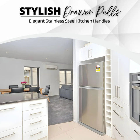 Prime 5 Pack Of Slick 6 Inch Brushed Nickel Cabinet Handles For Kitchen Drawers And Cupboards Stainless Steel Door Pulls With No Hassle in modern kitchen setting.