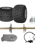 Beefed Up Rear Live Axle Kit With 5 Inch Wheel Assembly, 428 Sprocket Hub And Brake Caliper, 11x7.10-5 Tires for vehicles