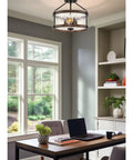 Rustic Farmhouse 14 Inch 3 Light Semi Flush Mount Ceiling Light With Crackle Glass Shade in modern home office