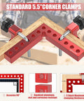 Corner Clamps For Woodworking 4 Pack 90 Degree Right Angle Aluminum Squares 5.5 Inch for Cabinets Drawers Frames DIY Projects