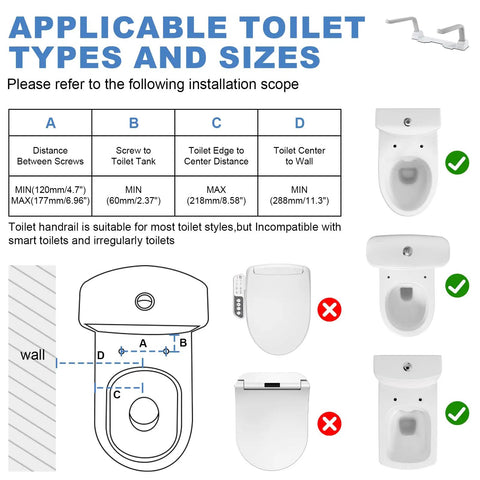 Installation guide for Heavy Duty Toilet Safety Rails For Seniors Featuring Rock Solid Stainless Steel Handles and Upgraded Wall Anchors.