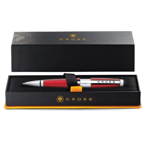 Red Selectip Gel Rollerball Pen With Black Ink Capless Slide Open Design in gift box, sleek metal and resin body.