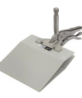 Impact Plate Clamp Duckbill Style Seven Inch Metal Jaw For Flat Items Up To Four Inch Thick, welded 5/8 inch pin visible.