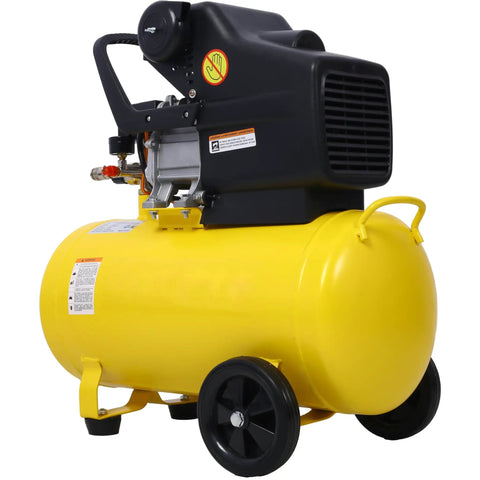 LuckyNote 3.5HP 10 Gallon Horizontal Air Compressor Ultra Quiet Oil-Lubricated Portable with Built-In Wheels side view.