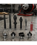 Heavy Duty 3/8 and 1/2 Inch Cable Drain Auger Bit Set with Sharp Steel Cutting Heads, ten drill bits for pipe cleaning.