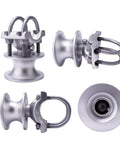 Heavy Duty Mini Cantilever Gate Rollers Built Tough With Durable Cast Steel Track Wheels For 2 3 8 Inch Posts and smooth chain link gate sliding.